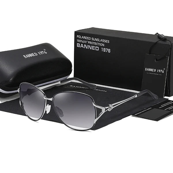 Óculos de Sol Feminino Polarizado Armação Metal Luxuosa UV400 - Vista Lateral - Lojas LA