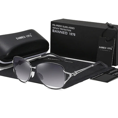 Óculos de Sol Feminino Polarizado Armação Metal Luxuosa UV400 - Vista Lateral - Lojas LA