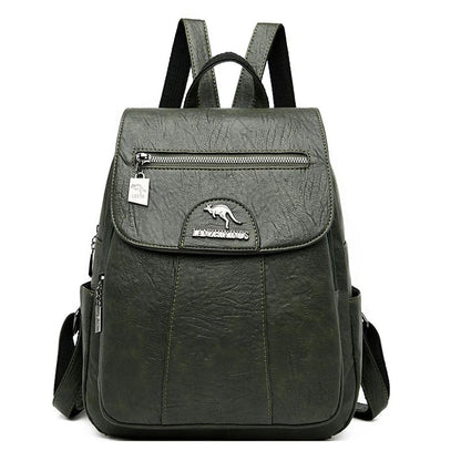 Mochila feminina couro grande capacidade — múltiplas cores disponíveis