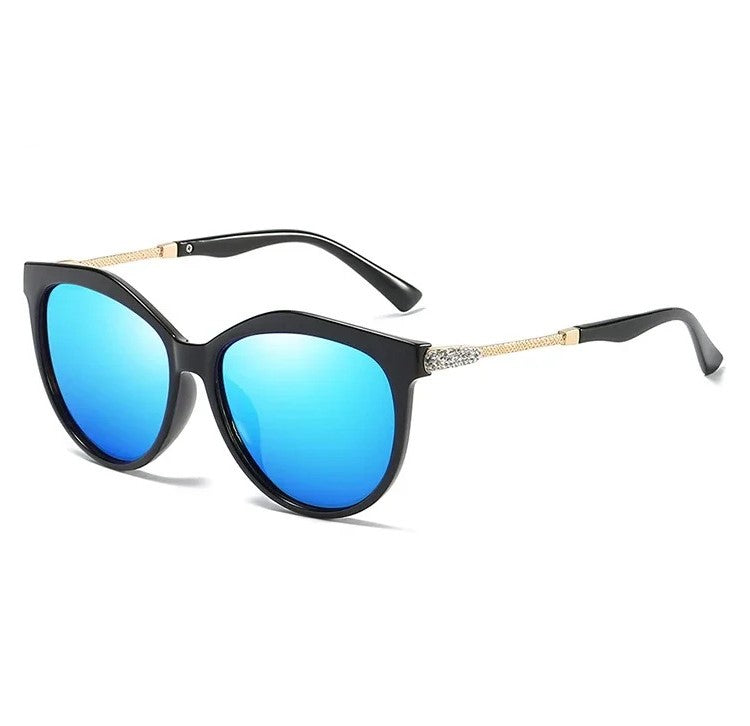 Óculos de Sol Feminino Redondo Polarizado Estilo Gatinho - Detalhe Hastes - Lojas LA