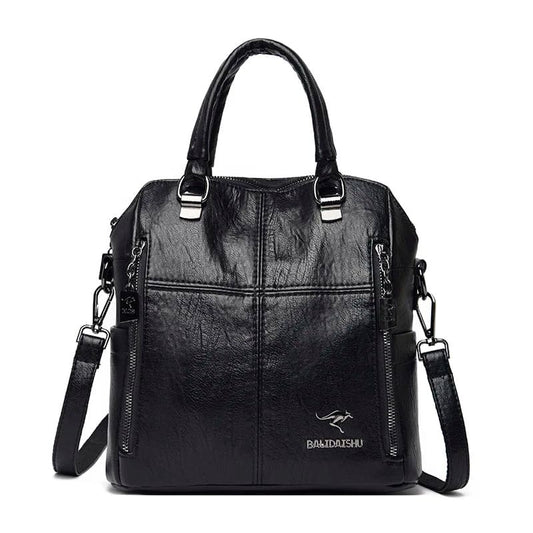 Mochila de Couro Multifunções para Mulheres - Vista Principal - Lojas LA