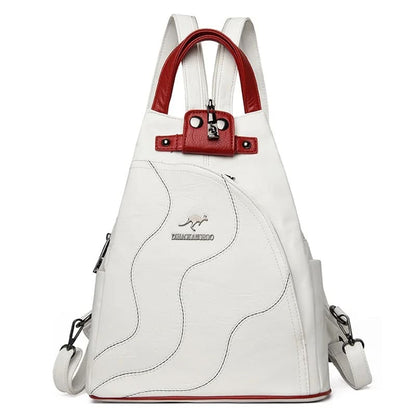 Detalhe zíper mochila feminina couro vintage retrô