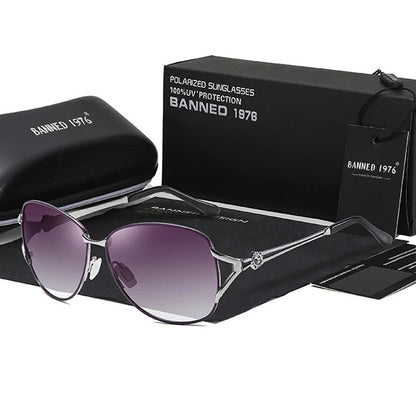 Óculos de Sol Feminino Polarizado Armação Metal Luxuosa - Versão Preta - Lojas LA