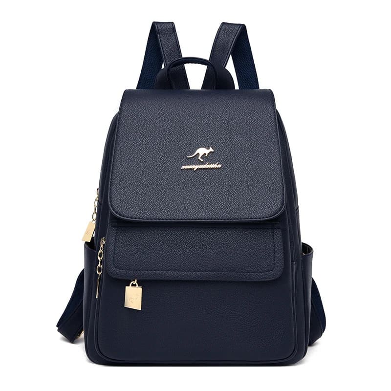 Detalhe zíper mochila feminina couro ecológico grande capacidade