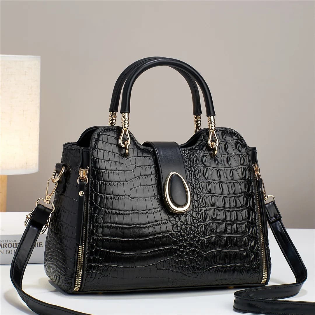 Bolsa de Couro Crocodilo Premium - Vista Lateral - Lojas LA