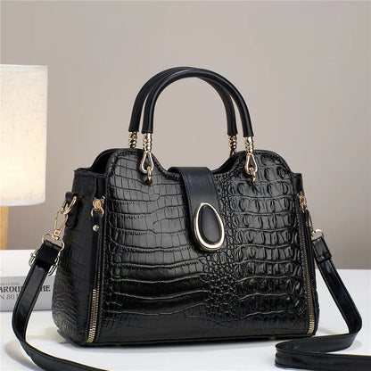 Bolsa de Couro Crocodilo Premium - Vista Lateral - Lojas LA