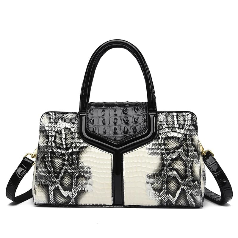 Bolsa de Couro Crocodilo Grande Capacidade - Vista Lateral - Lojas LA