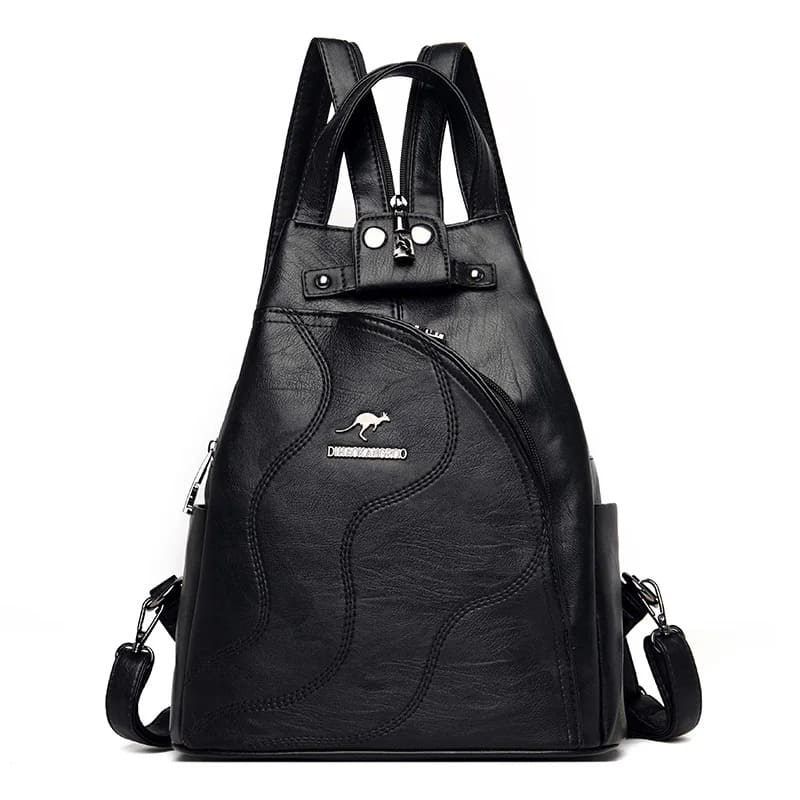 Mochila feminina couro vintage grande capacidade — vista principal Lojas LA
