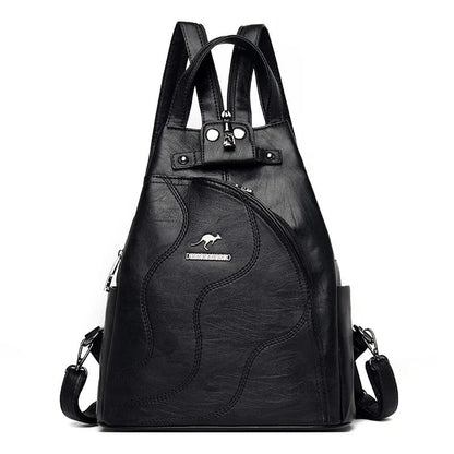 Mochila feminina couro vintage grande capacidade — vista principal Lojas LA
