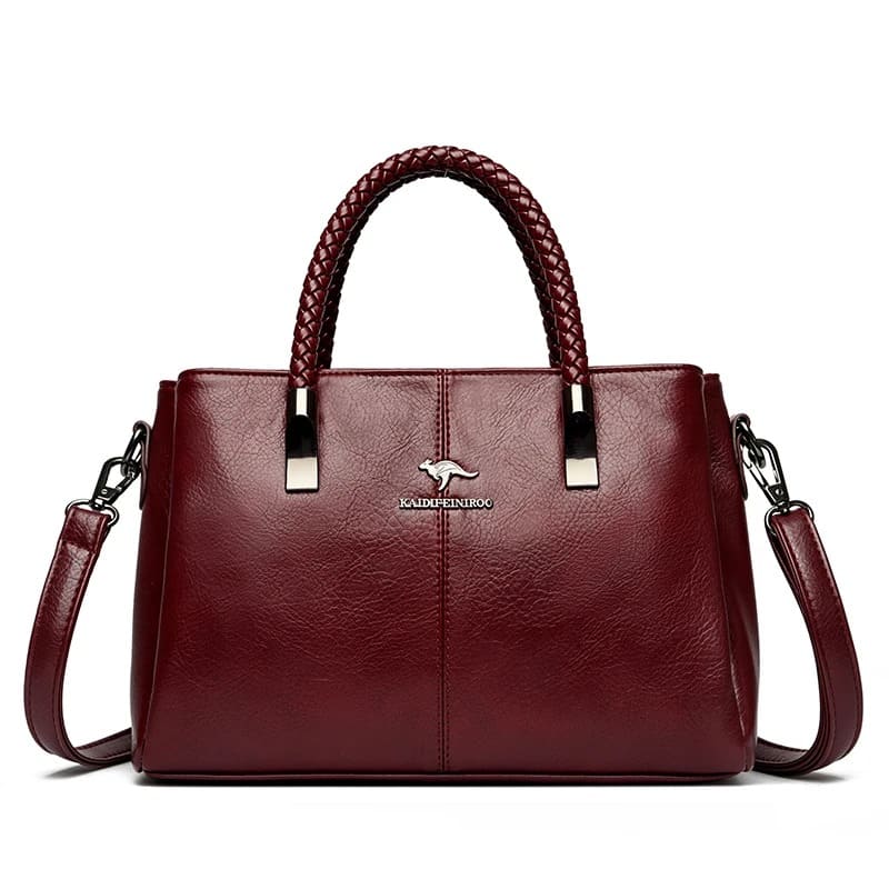 Bolsa de Couro de Luxo Crossbody 3 Camadas - Detalhe Interior - Lojas LA