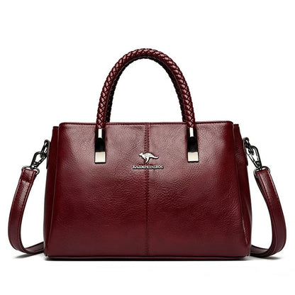 Bolsa de Couro de Luxo Crossbody 3 Camadas - Detalhe Interior - Lojas LA