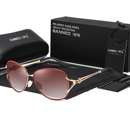 Óculos de Sol Feminino Polarizado Armação Metal Luxuosa - Versão Dourada - Lojas LA