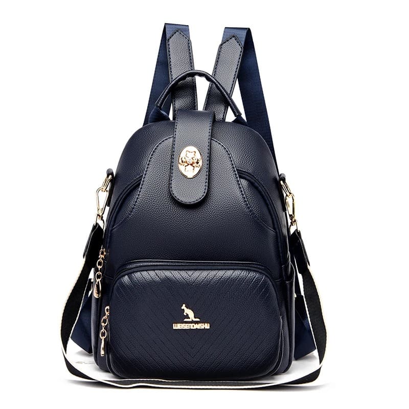 Interior mochila feminina couro grande capacidade — compartimentos organizados