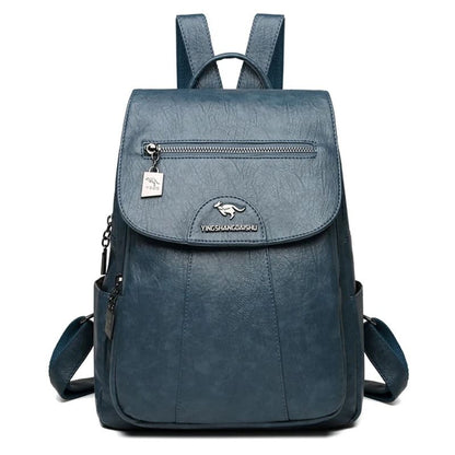 Mochila feminina couro grande capacidade marrom — look casual
