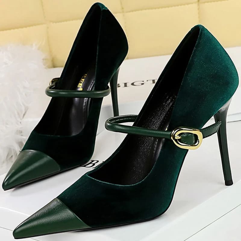 Sapato Scarpin Feminino Salto Fino Colorido Modelo VANESSA - Versão Verde - Lojas LA