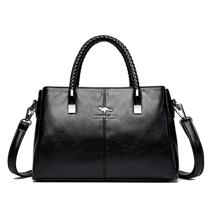 Bolsa de Couro de Luxo Crossbody 3 Camadas - Detalhe Compartimentos - Lojas LA