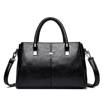 Bolsa de Couro de Luxo Crossbody 3 Camadas - Detalhe Compartimentos - Lojas LA