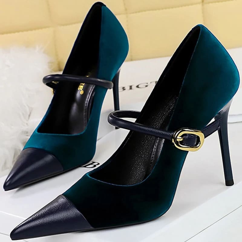 Sapato Scarpin Feminino Salto Fino Colorido Modelo VANESSA - Versão Azul - Lojas LA