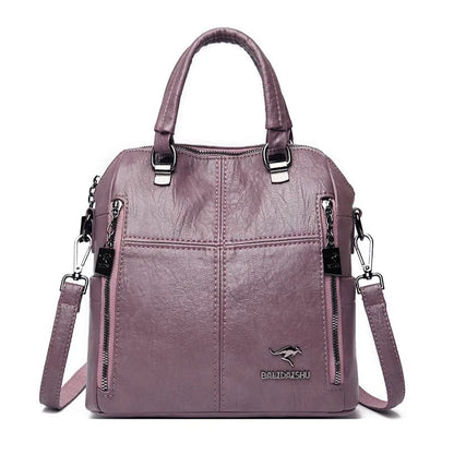 Detalhe alça mochila feminina couro multifunções ajustável