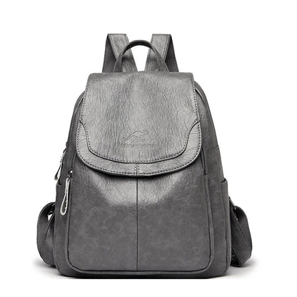 Mochila feminina vintage couro — interior grande capacidade