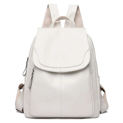 Mochila feminina vintage couro marrom — vista frontal