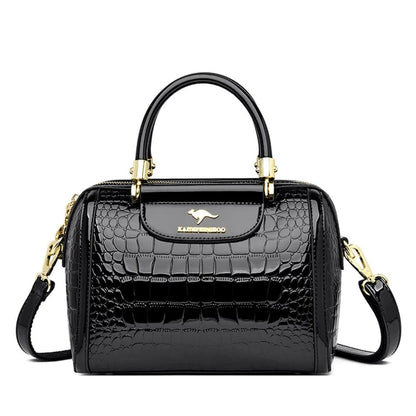 Bolsa de Couro Feminina Estampa Crocodilo - Vista Lateral - Lojas LA