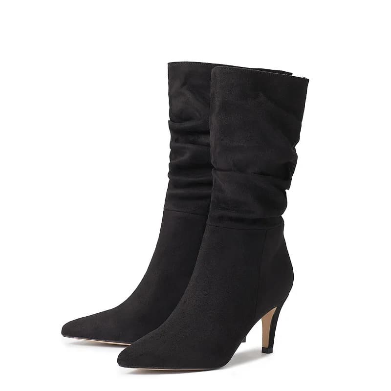 Bota de Salto Cano Médio Feminina Premium - Versão Preta - Lojas LA