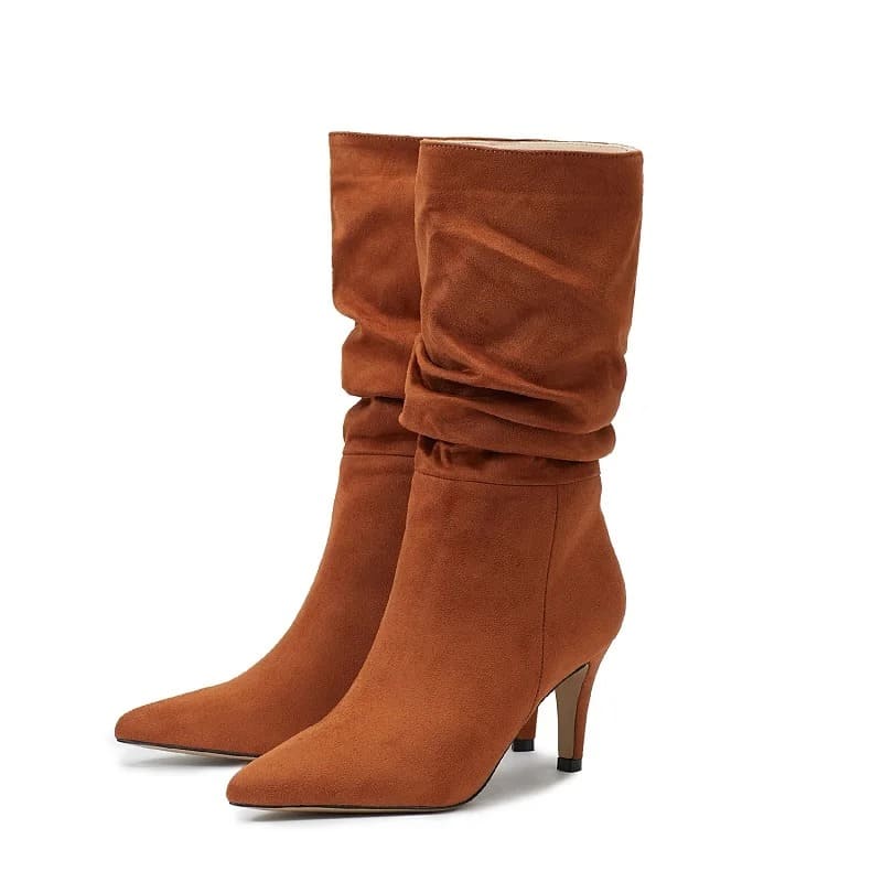 Bota de Salto Cano Médio Feminina Premium - Versão Marrom - Lojas LA