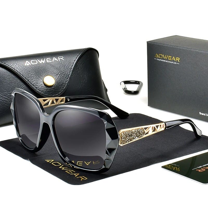 Óculos de Sol Feminino Polarizado de Luxo UV400 - Vista Lateral - Lojas LA