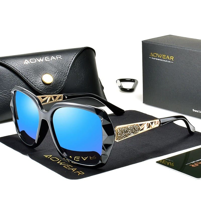 Óculos de Sol Feminino Polarizado de Luxo UV400 - Detalhe Hastes - Lojas LA
