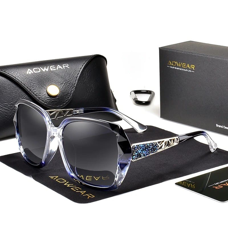 Óculos de Sol Feminino Polarizado de Luxo UV400 - Versão Preta - Lojas LA