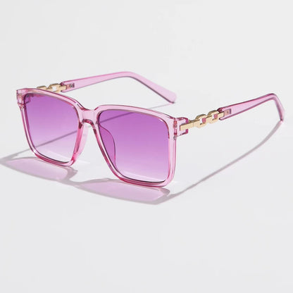 Óculos de Sol Feminino Quadrado Marca de Luxo UV400 - Vista Lateral - Lojas LA