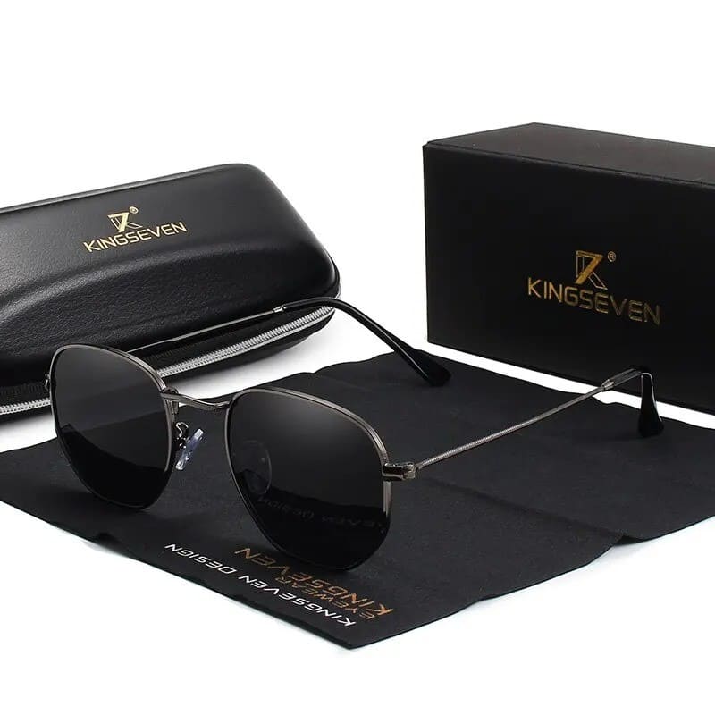 Óculos de Sol Feminino Hexagonal Aço Inoxidável UV400 - Vista Frontal - Lojas LA