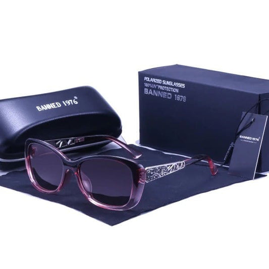 Óculos de Sol Feminino Polarizado Cristal de Luxo UV400 - Vista Frontal - Lojas LA