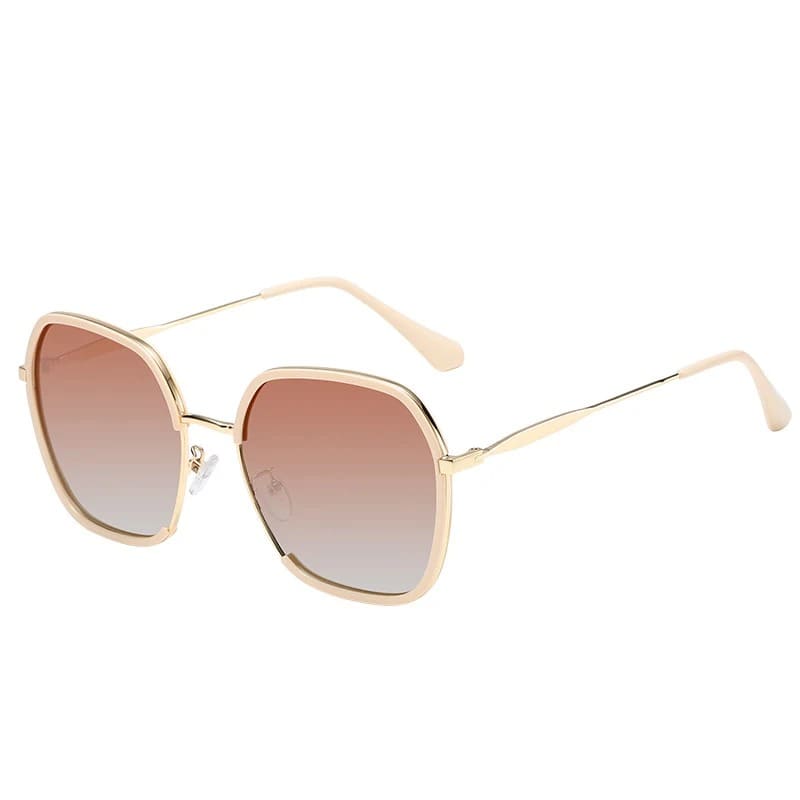 Óculos de Sol Feminino Quadrado Polarizado Vintage - Detalhe Hastes - Lojas LA