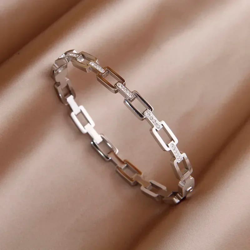 Pulseira Feminina Aço Inoxidável Modelo C0103 Prata - Lojas LA