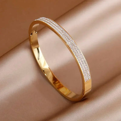 Pulseira Feminina Aço Inoxidável Modelo D0607 Dourado - Lojas LA