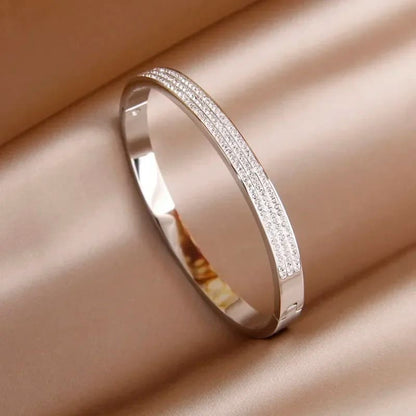 Pulseira Feminina Aço Inoxidável Modelo D0607 Prata - Lojas LA