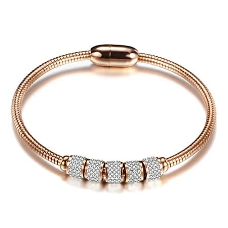 Pulseira Bracelete Feminino Aço Inoxidável Fecho Magnético Slim - Versão Rosê - Lojas LA