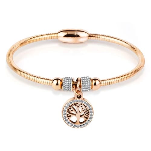 Pulseira Bracelete Feminino Fecho Magnético Elo Largo - Versão Rosê - Lojas LA