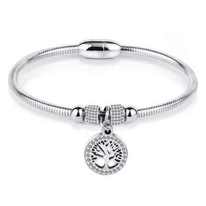 Pulseira Bracelete Feminino Fecho Magnético Elo Largo - Versão Prata - Lojas LA