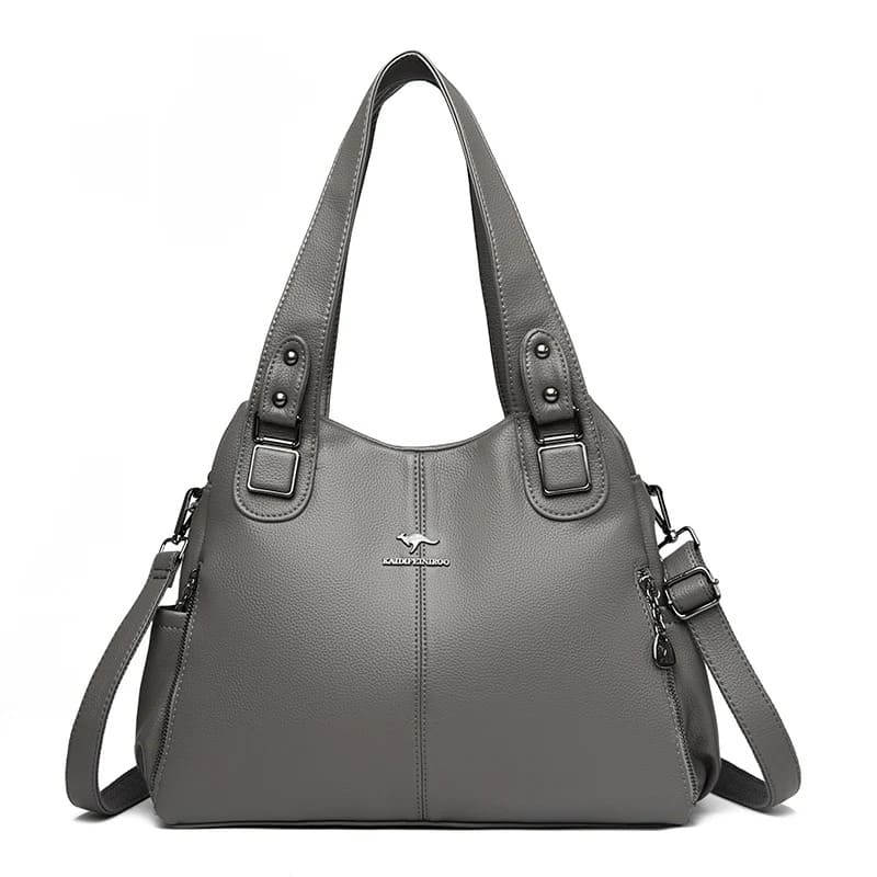 Bolsa de Couro Macio Genuíno para Mulheres - Detalhe Fechamento - Lojas LA