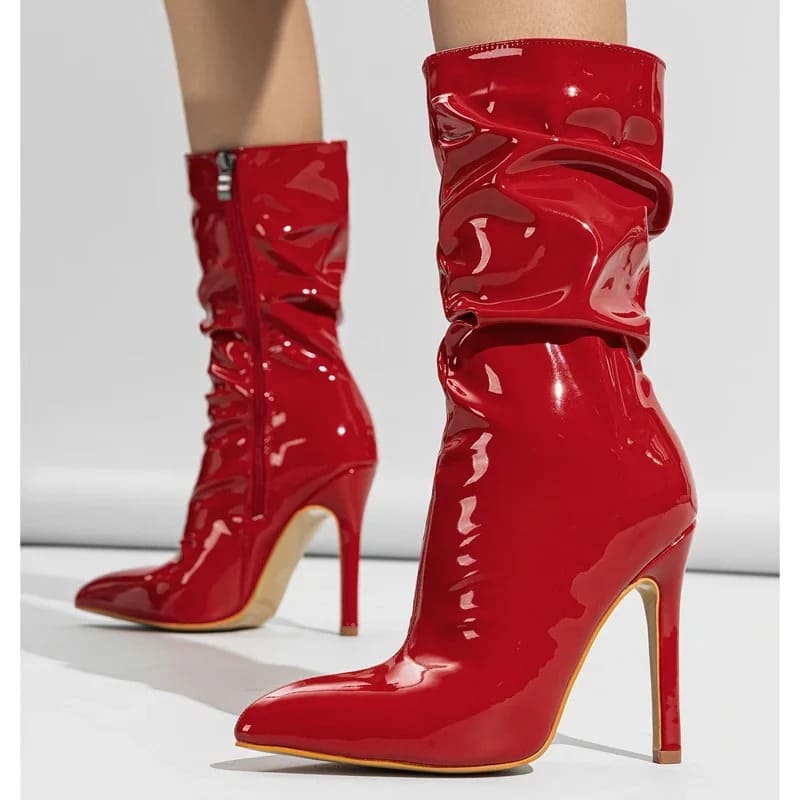 Bota Cano Longo Feminina Salto Alto Fino - Versão Vermelha - Lojas LA