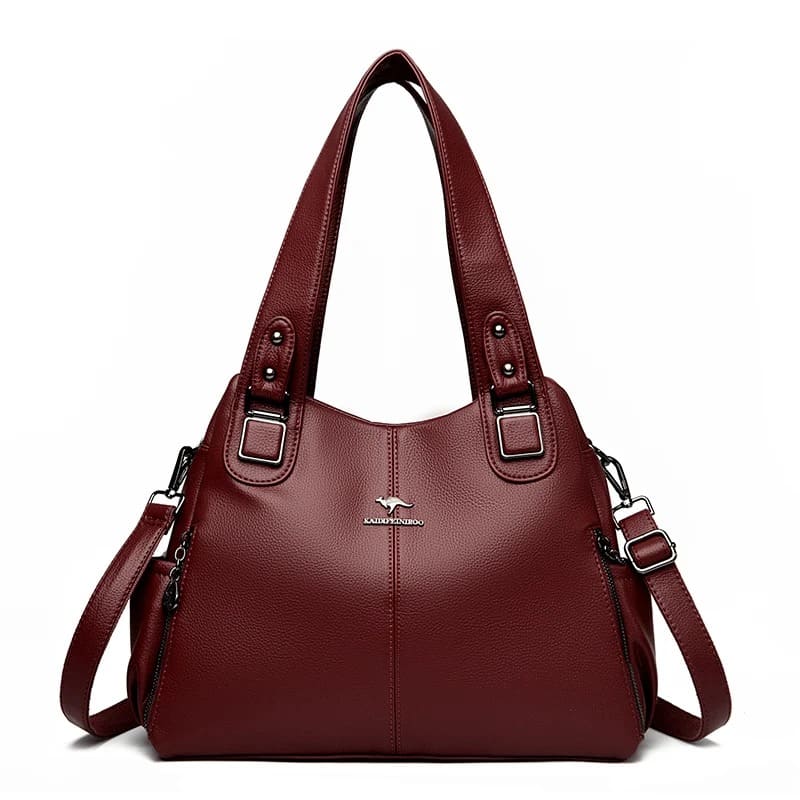 Bolsa Feminina em Couro Genuíno Premium com Carteiras - Detalhe Alça - Lojas LA