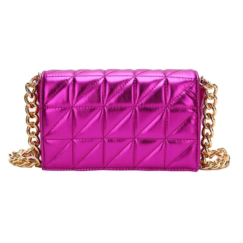 Bolsa Feminina Couro Ecológico com Corrente - Detalhe Interior - Lojas LA