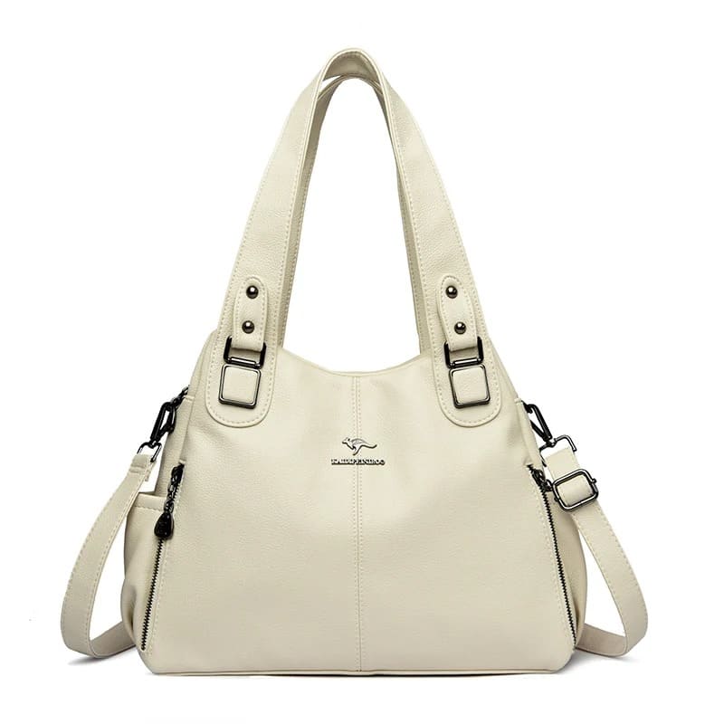 Bolsa Feminina em Couro Genuíno Premium com Carteiras - Detalhe Interior - Lojas LA