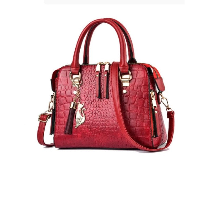 Bolsa Feminina de Couro Crocodilo Moda Atual - Vista Lateral - Lojas LA