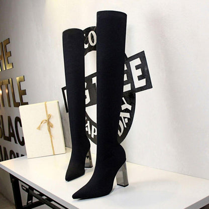 Bota Feminina Cano Longo Com Salto Bloco Modelo TIFFANY - Versão Preta - Lojas LA