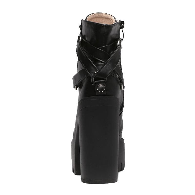 Bota Coturno Feminina Salto Alto Modelo AUBREY - Vista Lateral Coturno - Lojas LA