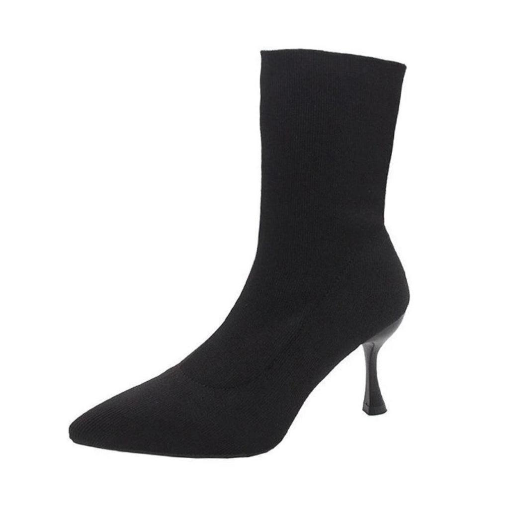 Bota Feminina Bico Fino Salto Médio Modelo LOUISE - Versão Preta - Lojas LA
